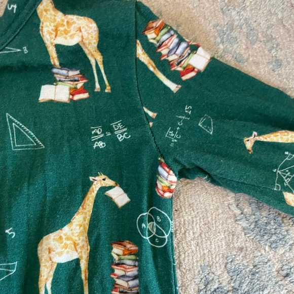 🦒 Posh Peanut Bamboo Viscose Giraffe Math Print Footed One Piece Pajama - Picture 13 of 13